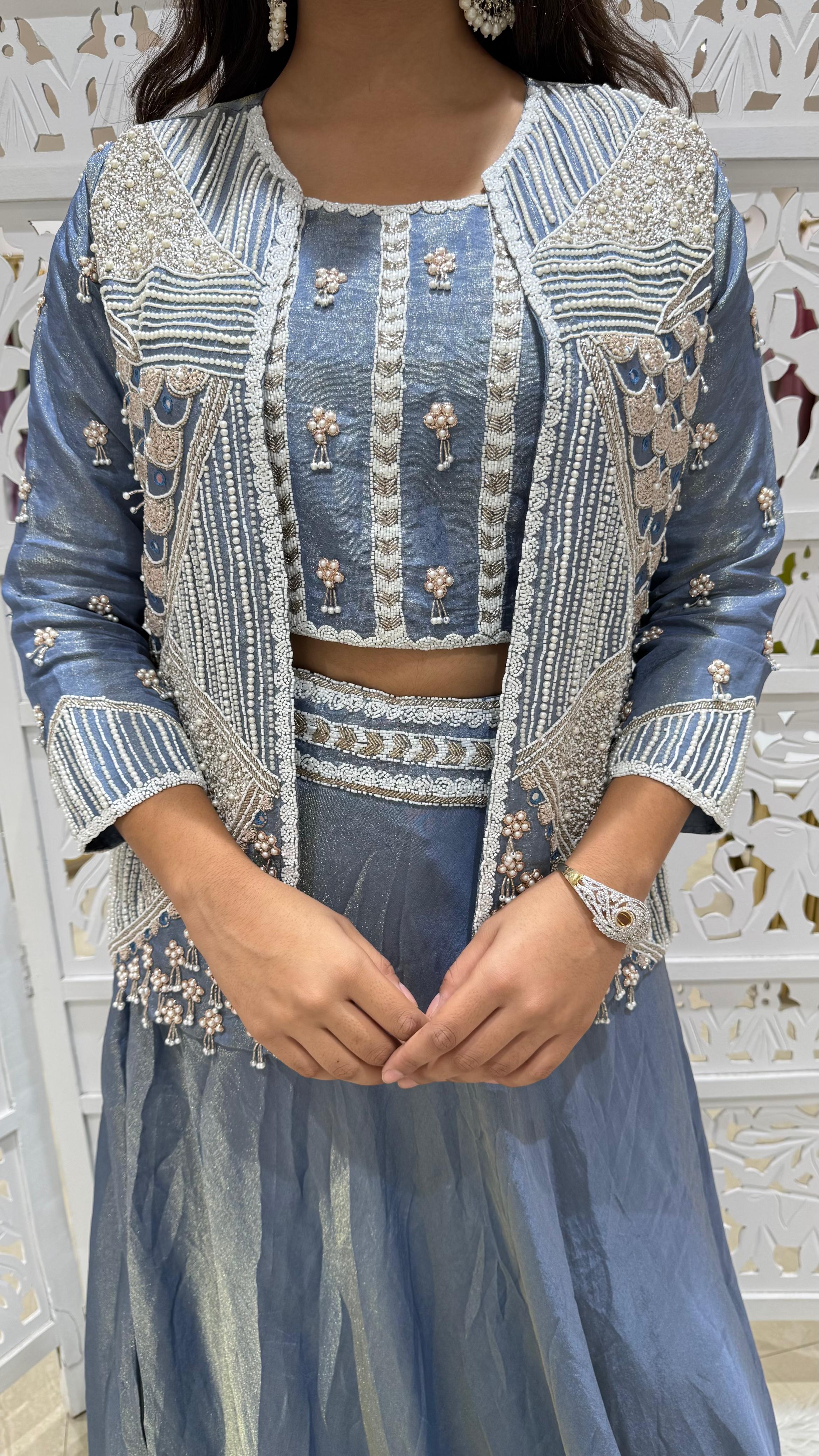 Lehenga kathdaana Sequence motiwork Threadwork
