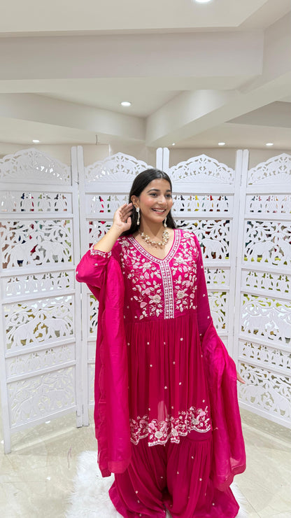 Three piece kurti sharara with Duppata