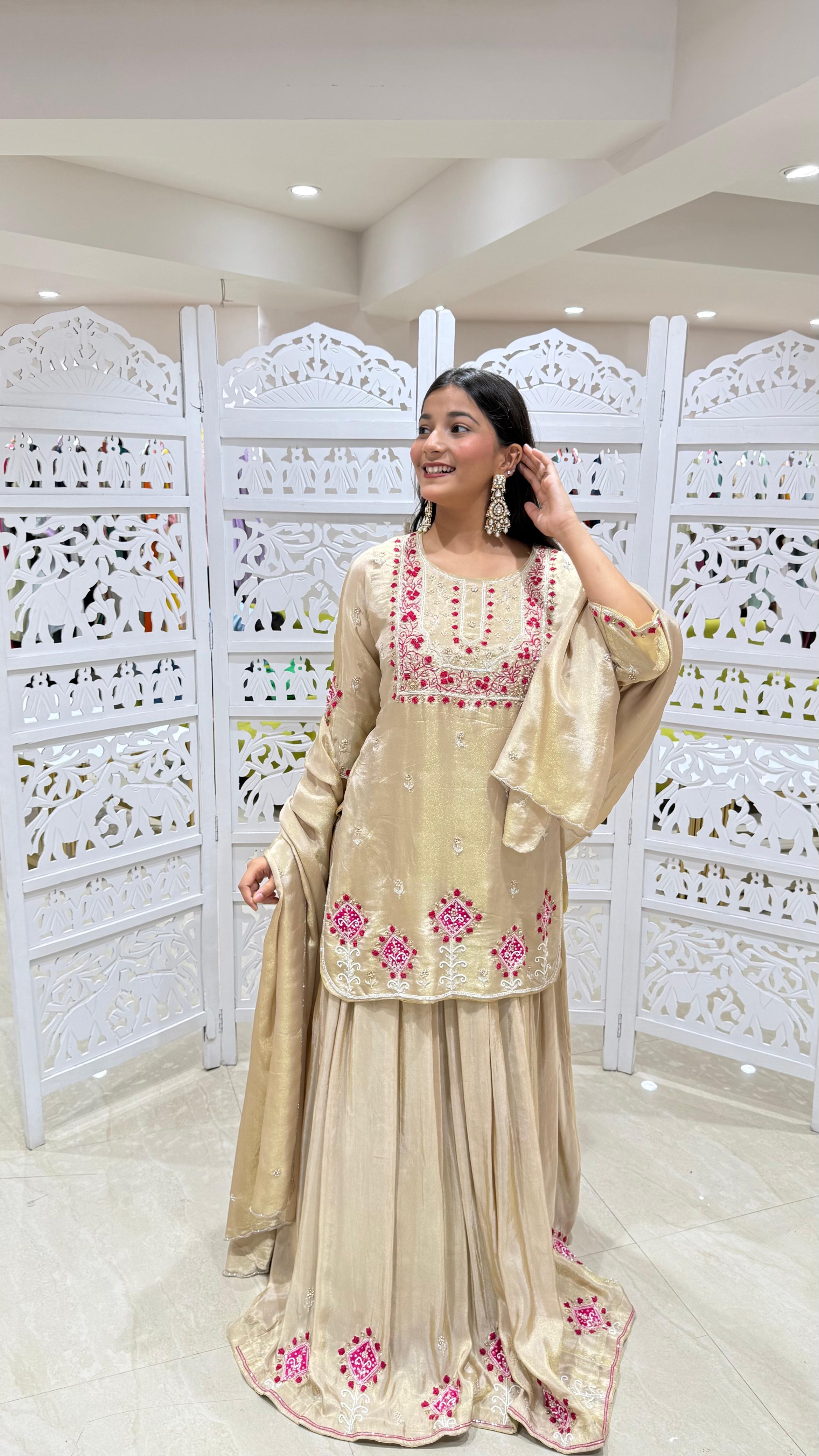 Lehenga threadwok kattdana Sequence jardoshi motiwork