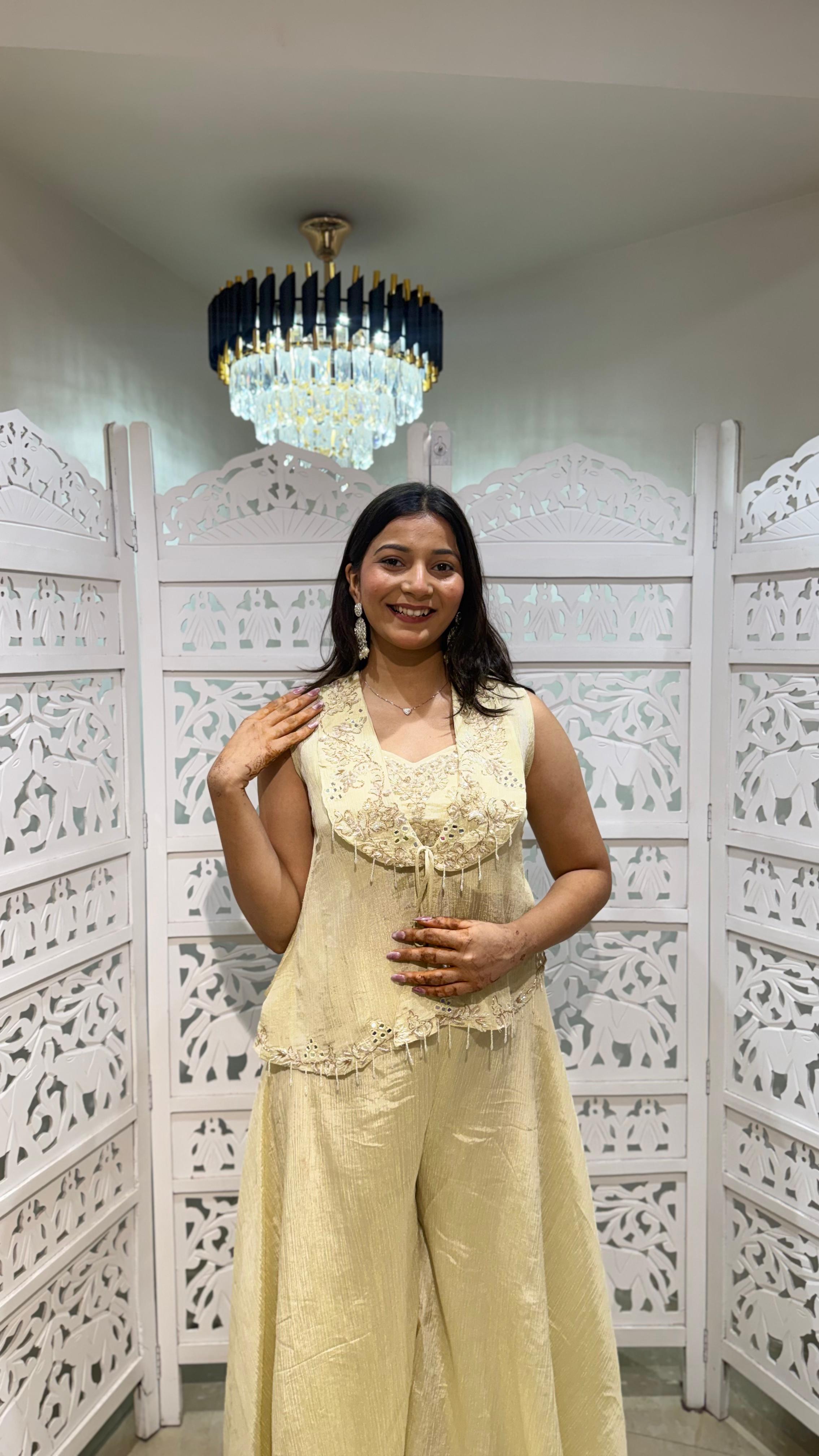 Crop Top plazo with jacket