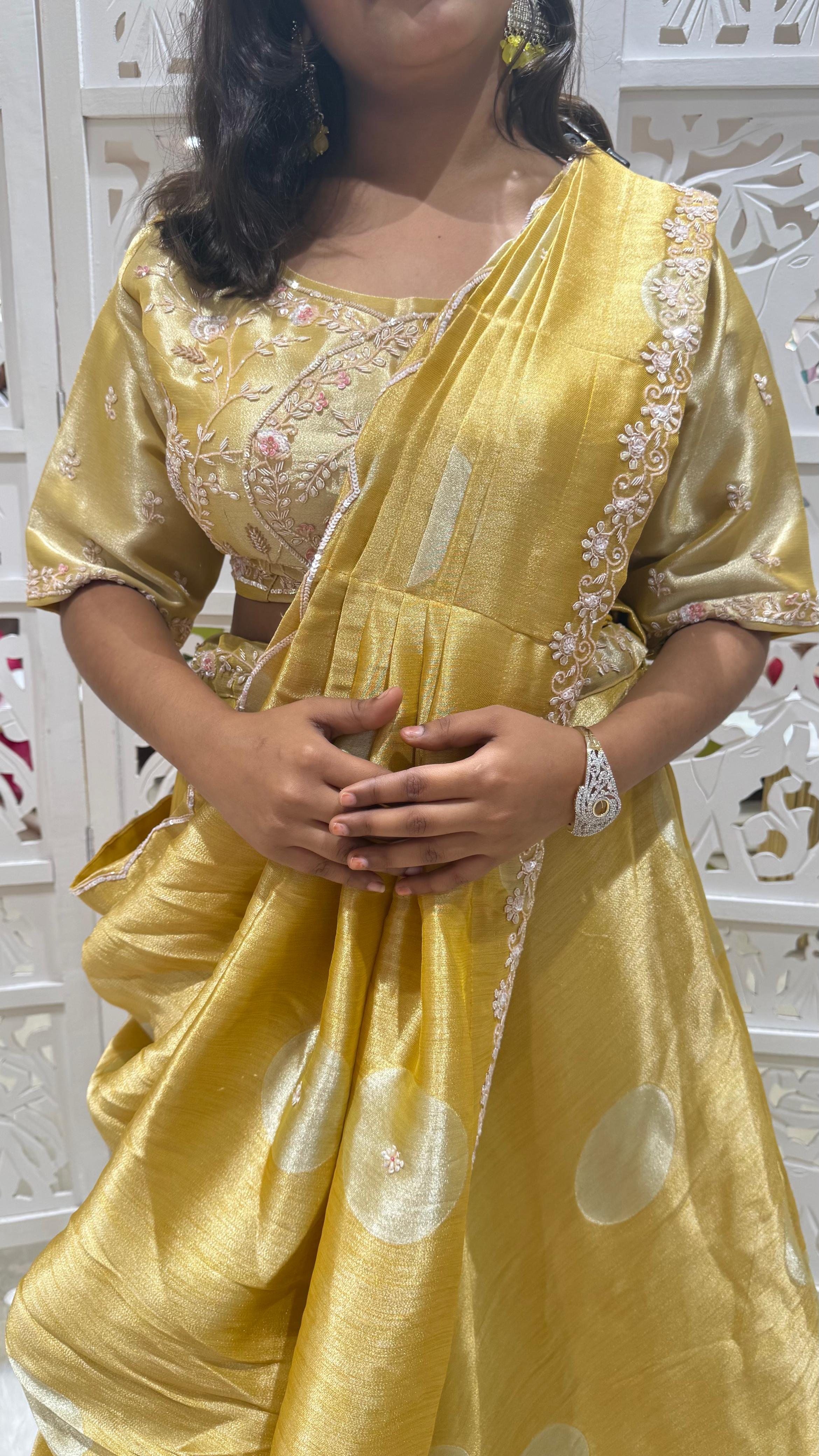 Drape lehenga jardoshi motiwork