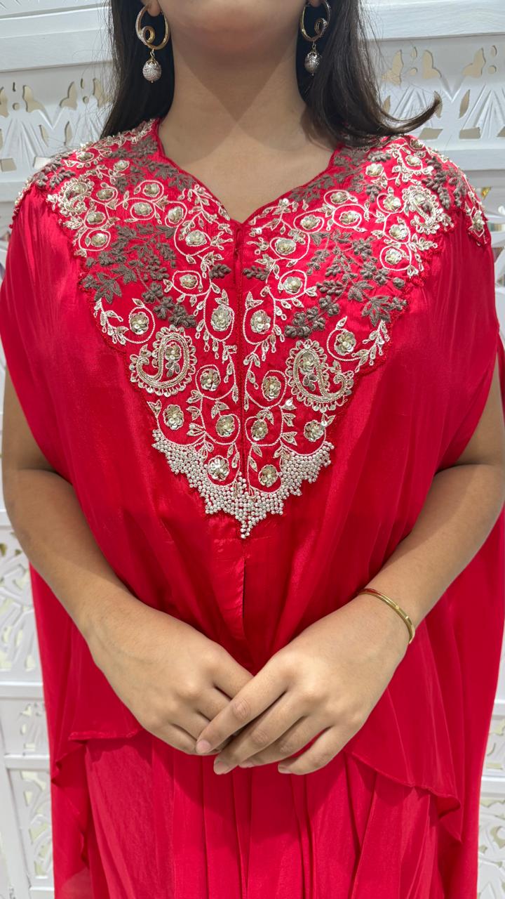 Crop top Shrug with two in one style dhoti and skirt