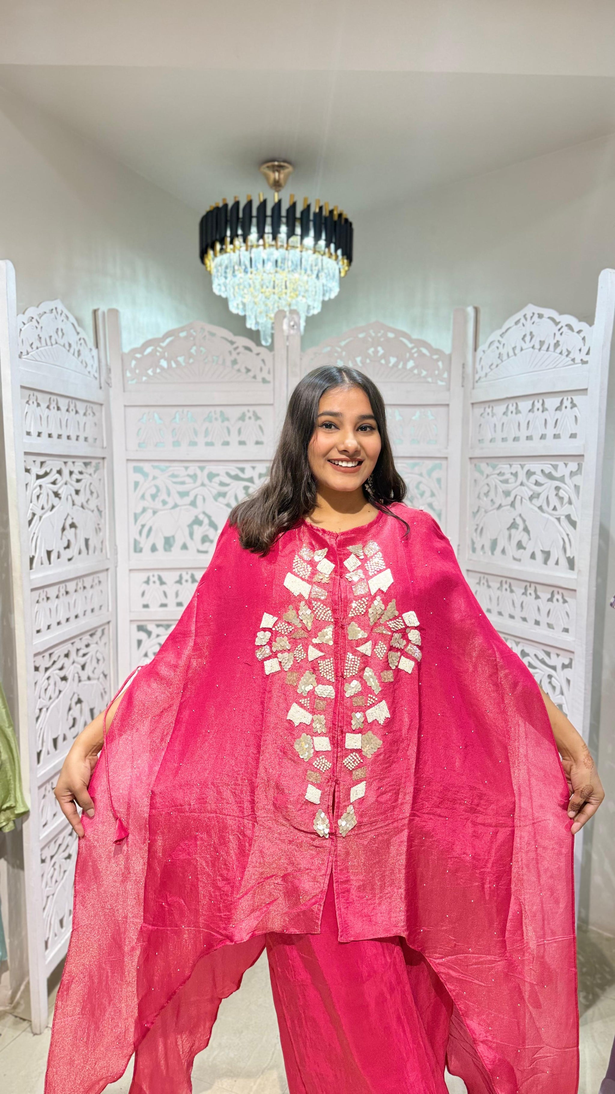 Crop top plazo with cape