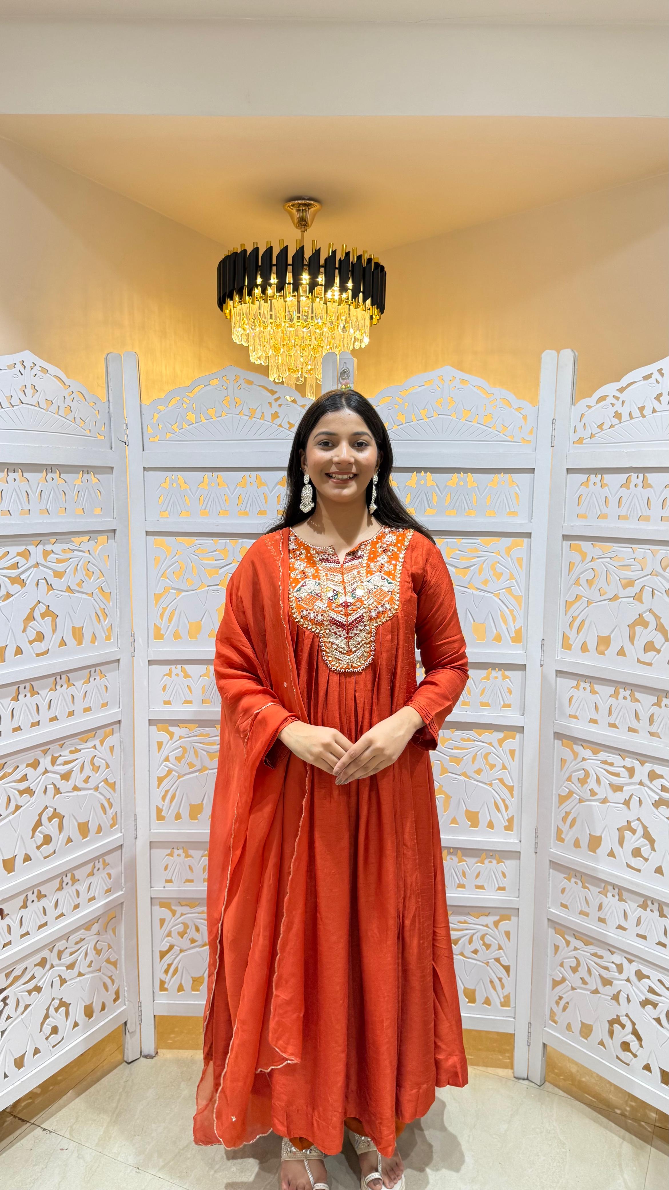 Anarkali pant with dupatta
