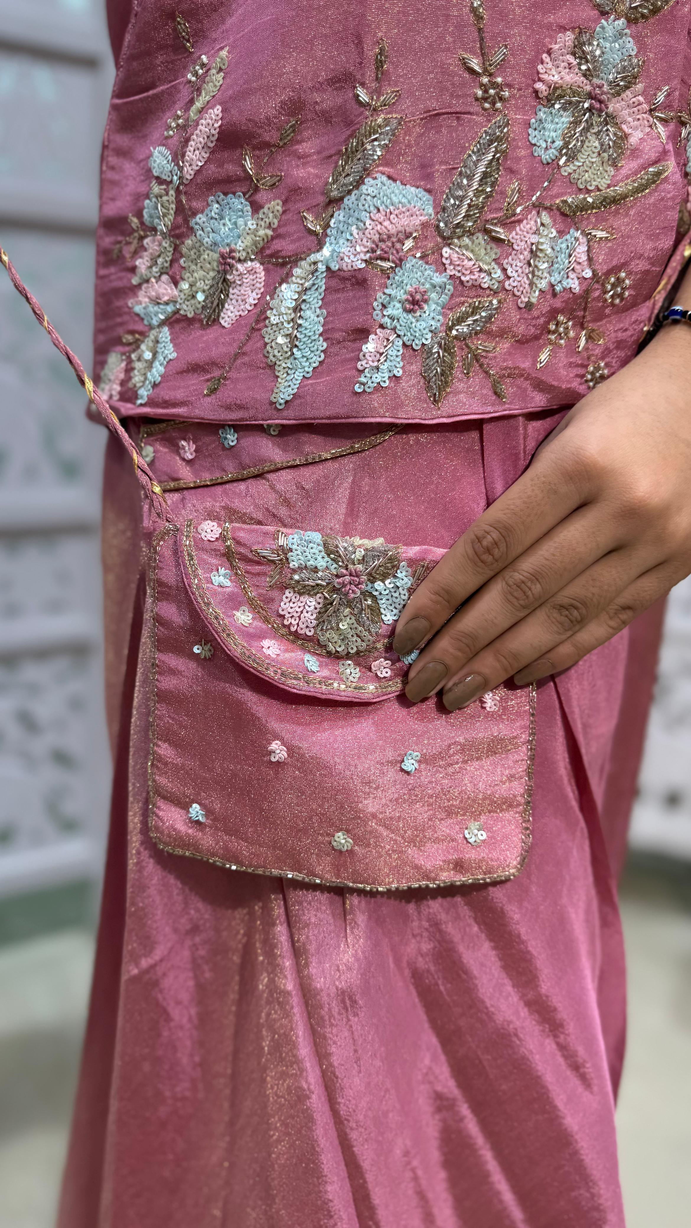 Plazo Top Jacket with mini purse