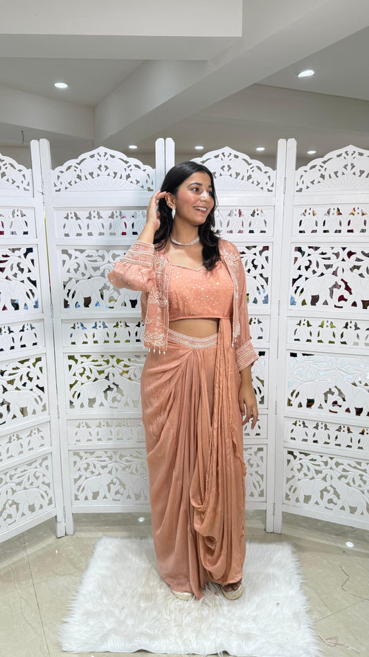 Three piece indowestern Motiwork Sequence
