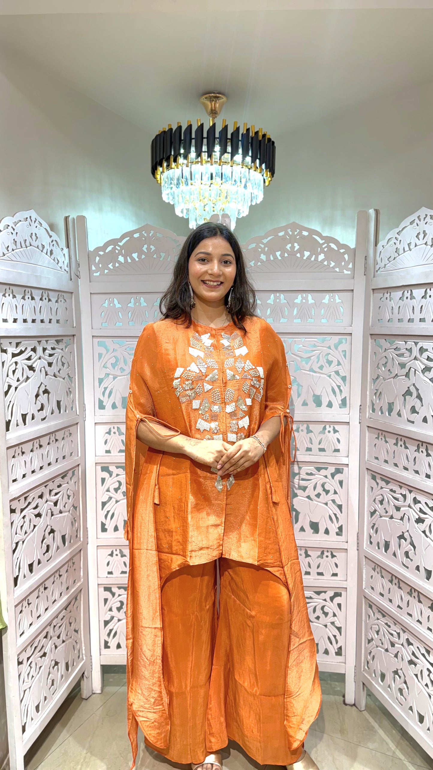 Crop top plazo with cape