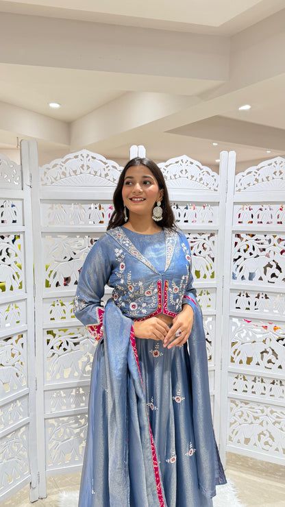 Lehenga jardoshi kathdaana motiwork patchwork