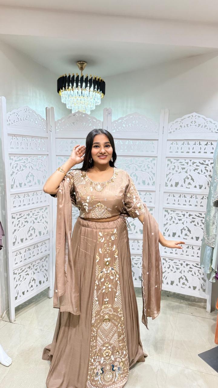 Three piece lehenga Sequence jardoshi