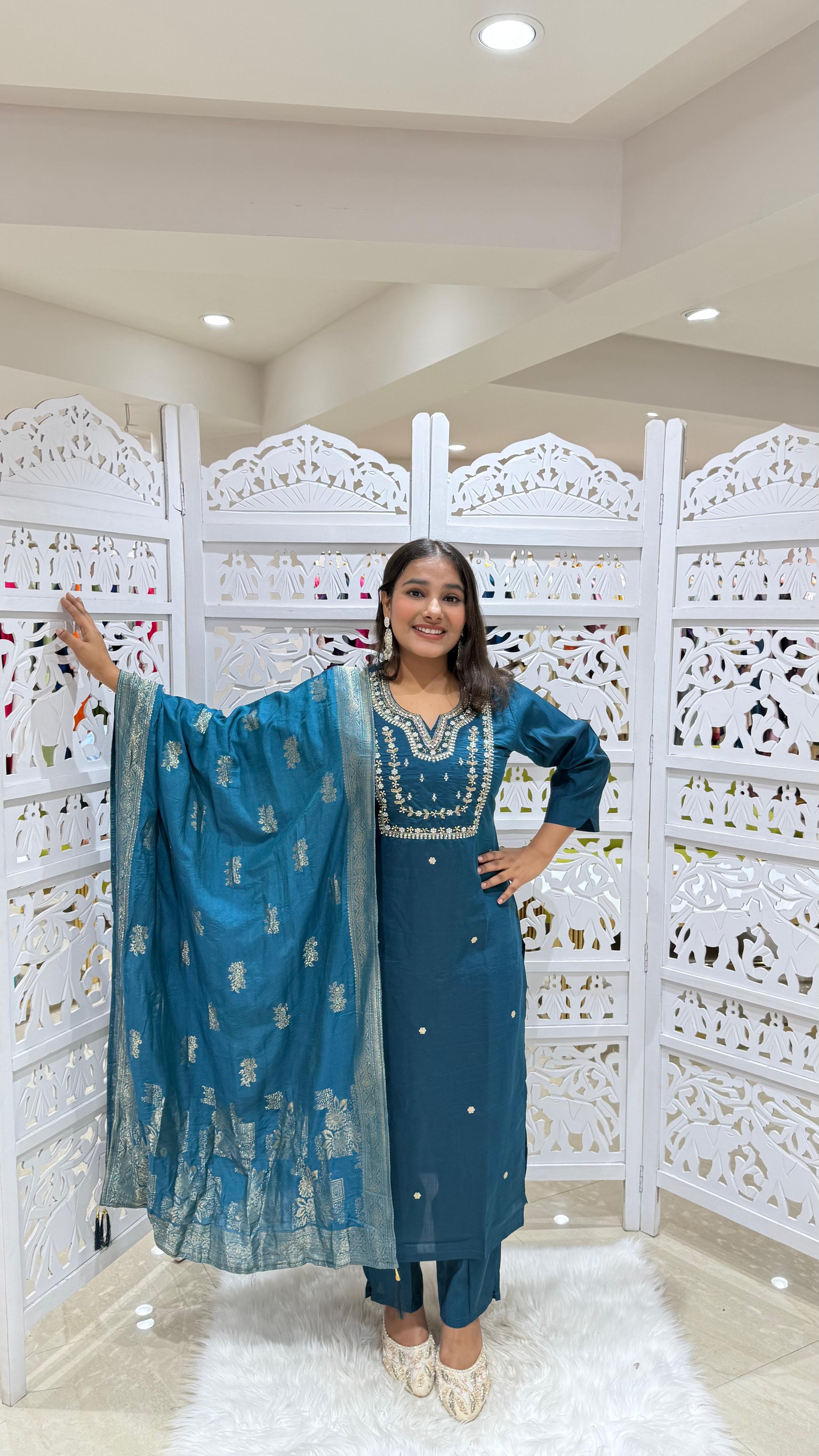Three piece kurti pant with dupatta