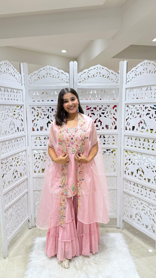 Kurti sharara with shurg