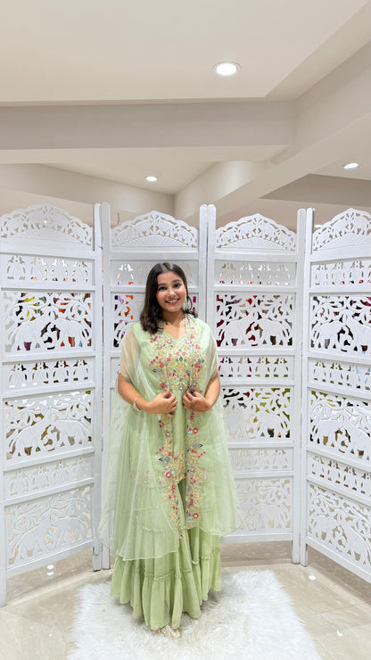 Kurti sharara with shurg