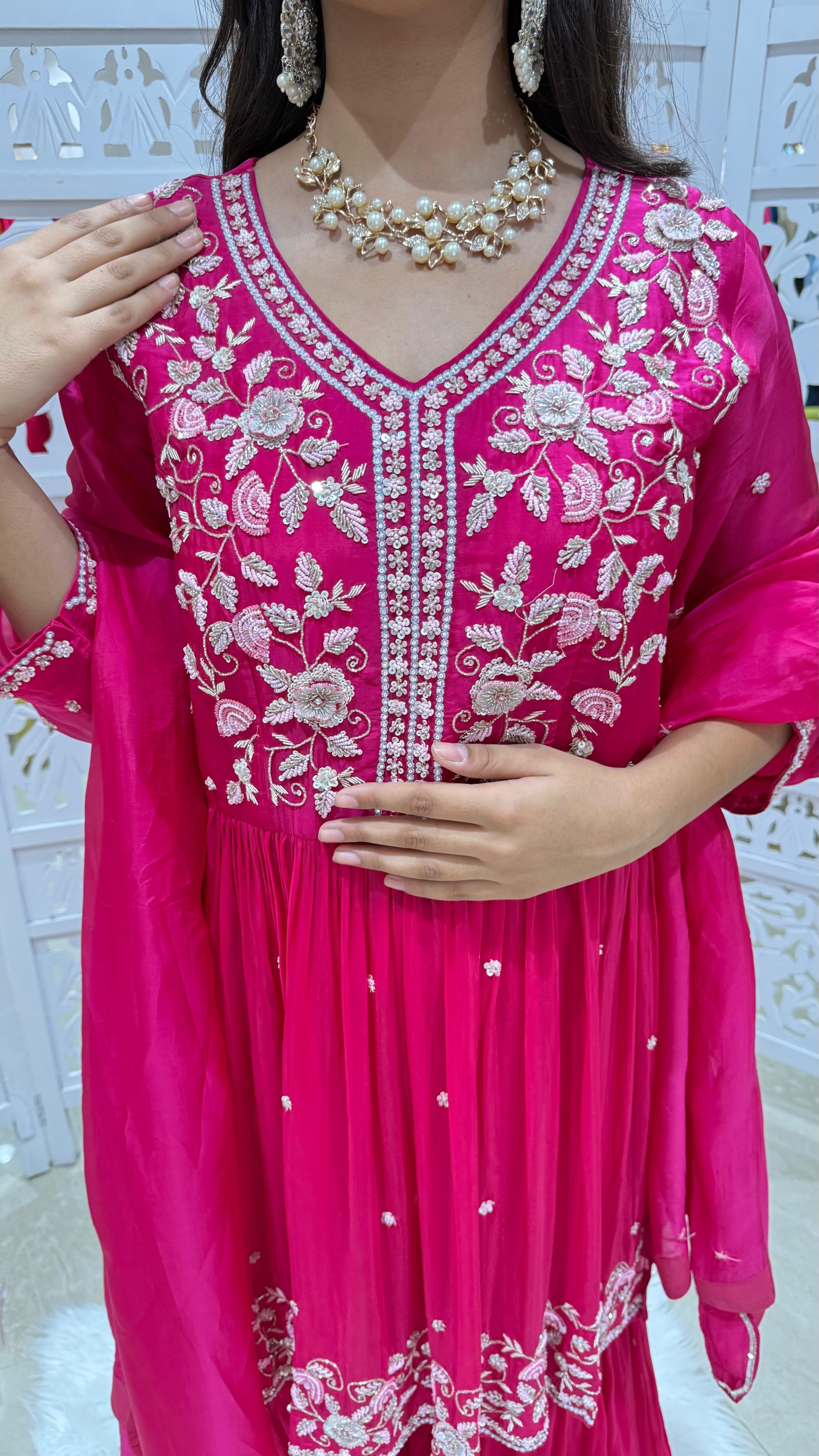 Three piece kurti sharara with Duppata