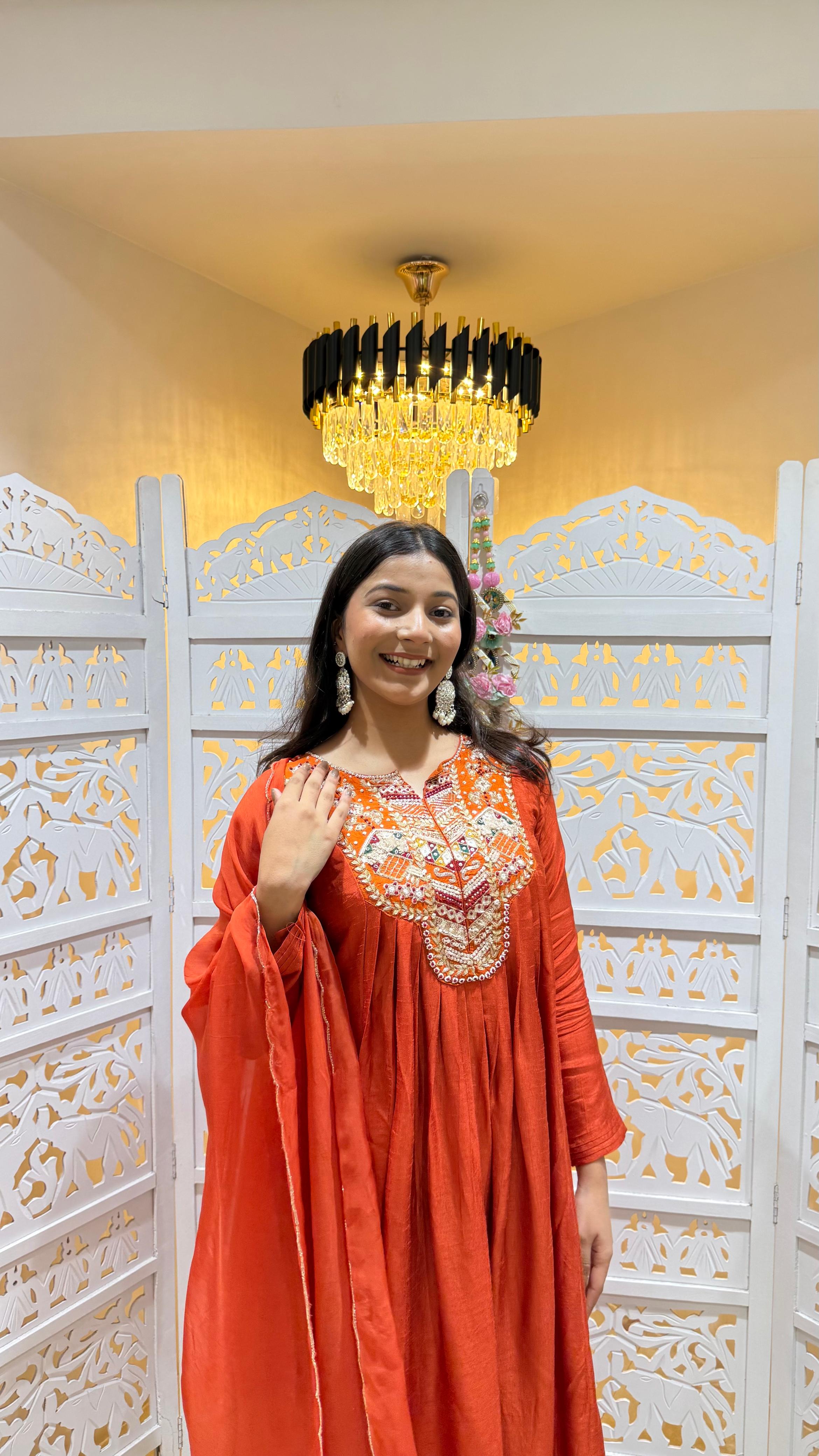 Anarkali pant with dupatta
