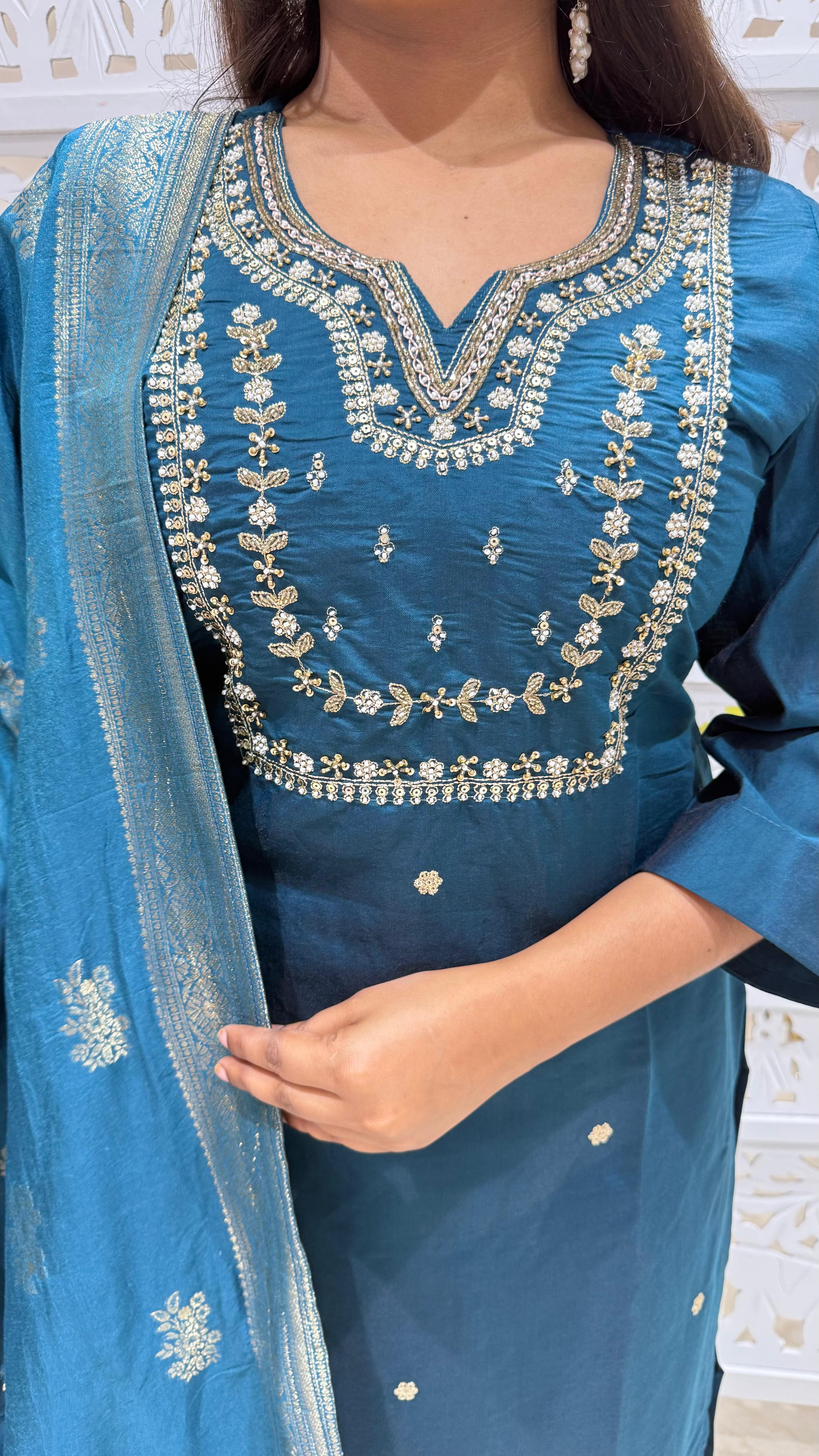 Three piece kurti pant with dupatta