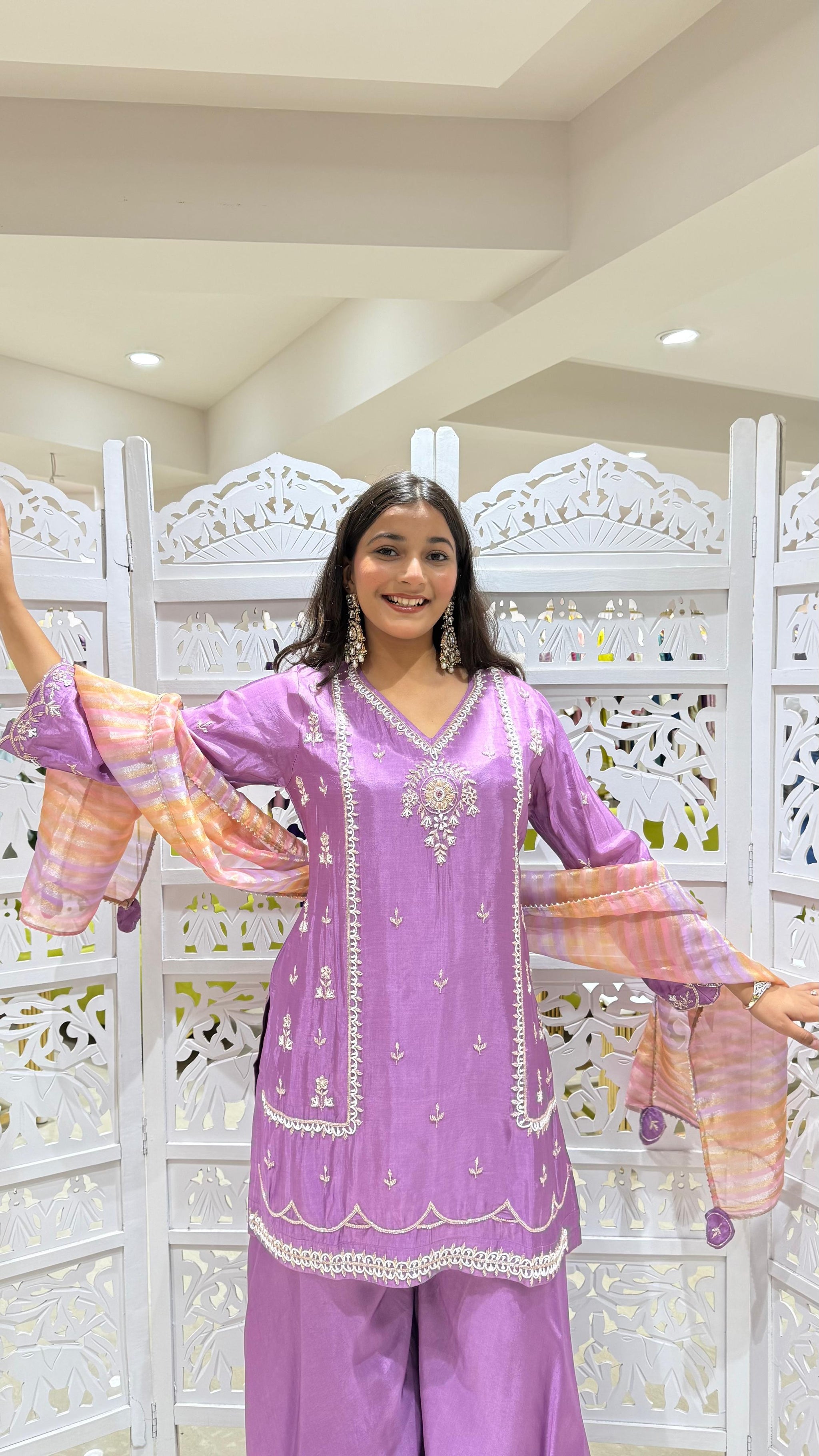 Three piece kurti plazo dupatta