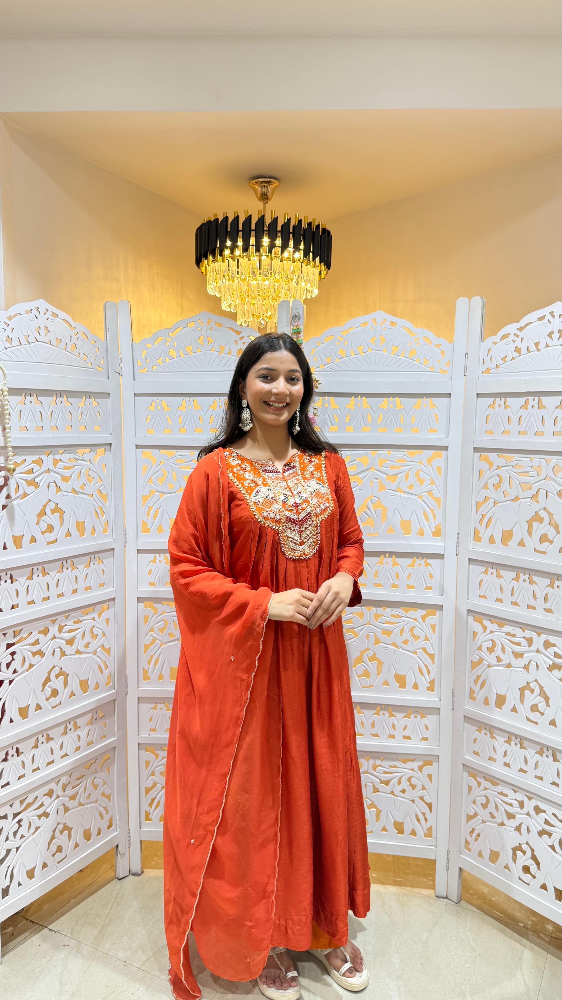 Anarkali pant with dupatta