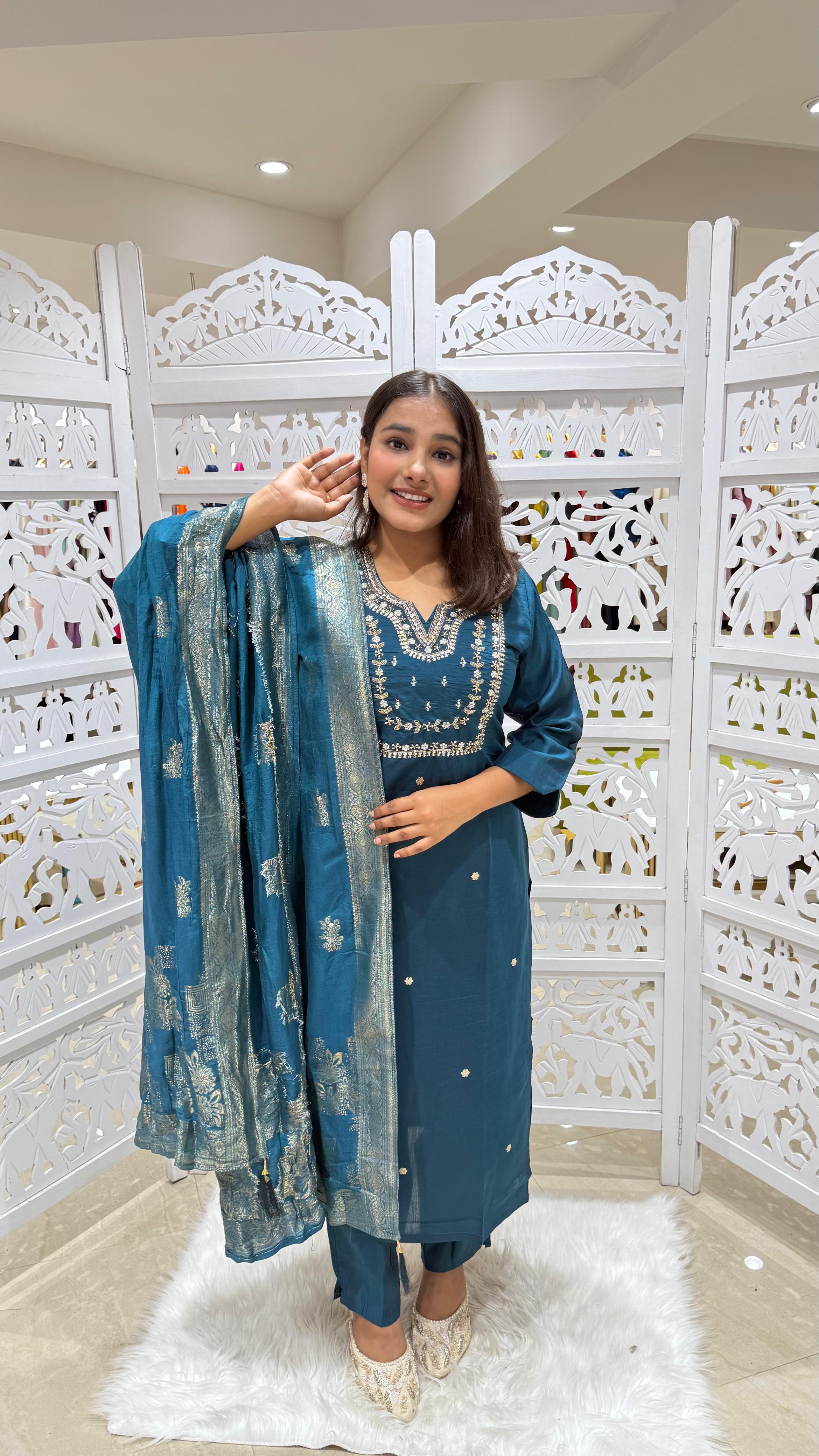 Three piece kurti pant with dupatta