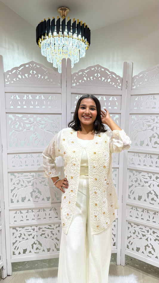 Three piece indowestern Motiwork Sequence